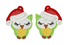 Boucles d’oreilles Christmas Owl FSL - Boucles d’oreilles en dentelle autoportantes In the Hoop