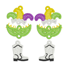 Mardi Gras Dangles FSL Pendientes SET- En los pendientes de encaje independientes del aro