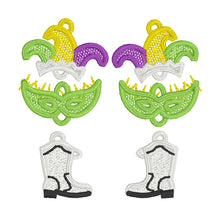 Mardi Gras Dangles FSL Pendientes SET- En los pendientes de encaje independientes del aro