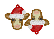 Bonita vaca con sombrero de Papá Noel Pendientes FSL navideños - En los pendientes de encaje independientes del aro