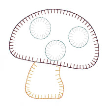 Mushroom Applique Designs - Six Sizes 5x7 6x10, 8x8, 9x9, 11x11, 14x14