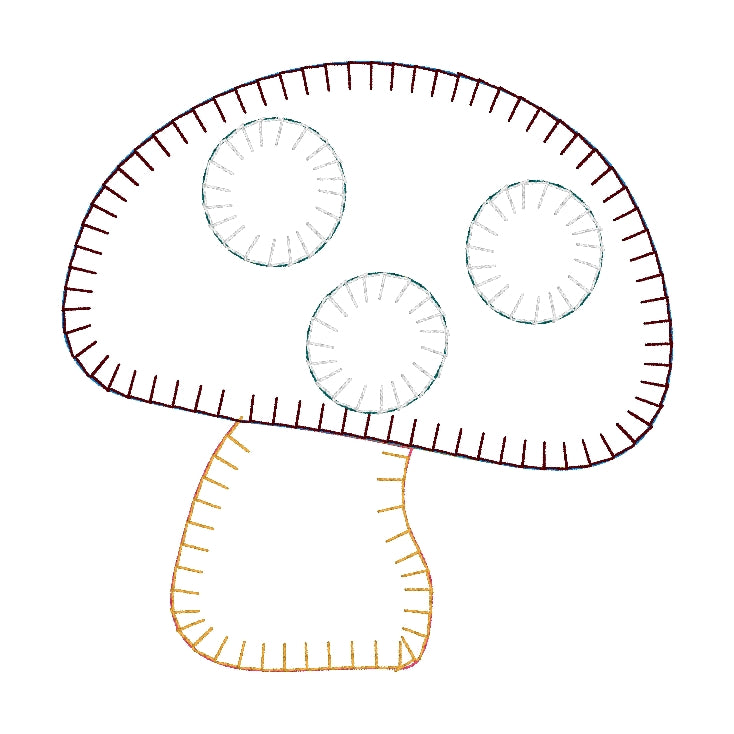 Mushroom Applique Designs - Six Sizes 5x7 6x10, 8x8, 9x9, 11x11, 14x14