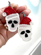 Boucles d’oreilles Skull Santa Hat Christmas FSL - Boucles d’oreilles en dentelle autoportantes dans le cerceau
