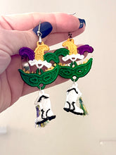 Mardi Gras Dangles FSL Pendientes SET- En los pendientes de encaje independientes del aro