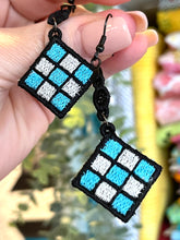 Nine Patch Quilt Block Dangle Boucles d’oreilles SET- Dans les boucles d’oreilles en dentelle autoportantes Hoop