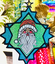 Adorno de encaje independiente de Papá Noel de vidrieras o marcador para aros de 5x7