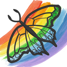 Rainbow Sublimation Butterfly Embroidery Suncatcher - White and Black Stitching only - sublimate on it for rainbow effect