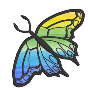 Rainbow Sublimation Butterfly Embroidery Suncatcher - White and Black Stitching only - sublimate on it for rainbow effect