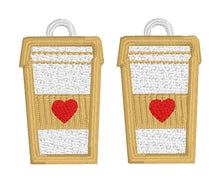 Coffee Cup (To Go Cup) FSL Earrings - Freestanding Lace Earring Design - In the Hoop Embroidery Project