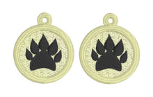 Boucles d'oreilles FSL Grizzly Paw Print Rounds - Boucles d'oreilles en dentelle autoportantes dans le cerceau
