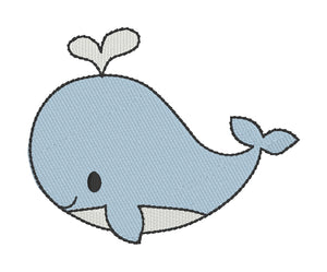 Whale Embroidery Design 2 3 4 inches