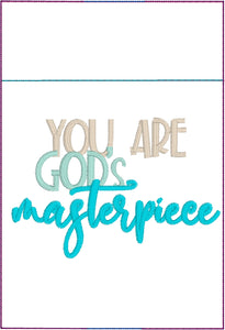 You are Gods Masterpiece Motivational Pen Pocket In The Hoop (ITH) Embroidery Design