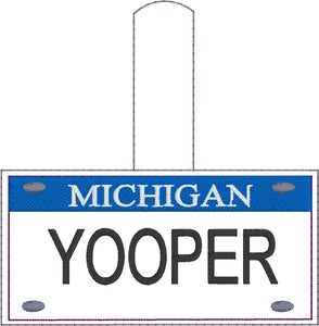 Michigan Plate Embroidery Snap Tab