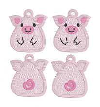 Cochon avant et arrière visage et queue Cutie boucles d’oreilles SET - dans le cerceau boucles d’oreilles en dentelle autoportantes Design pour la broderie machine