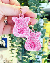 Cochon avant et arrière visage et queue Cutie boucles d’oreilles SET - dans le cerceau boucles d’oreilles en dentelle autoportantes Design pour la broderie machine