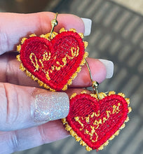 Boucles d'oreilles Be Mine I'm Yours Heart FSL - Boucles d'oreilles en dentelle autoportantes dans le cerceau