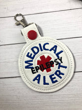 Diseño de bordado de pestaña a presión de epilepsia de alerta médica