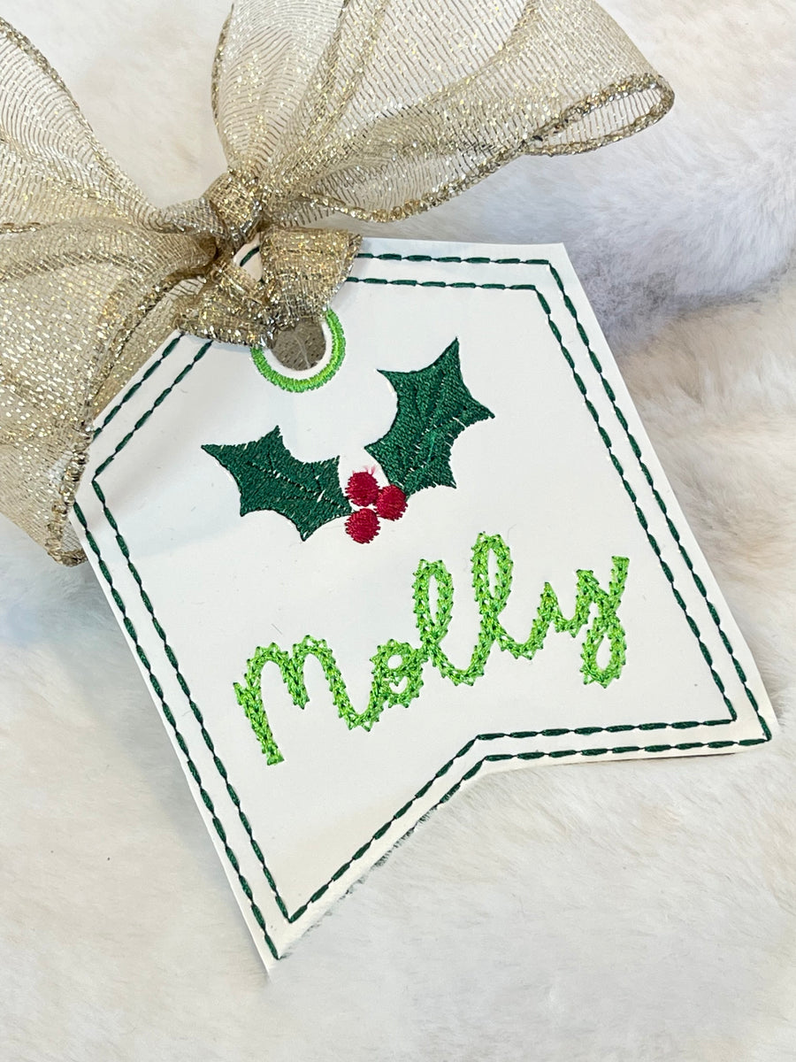 Holly Flag Tag - Personalizable Tag – Designs By Babymoon