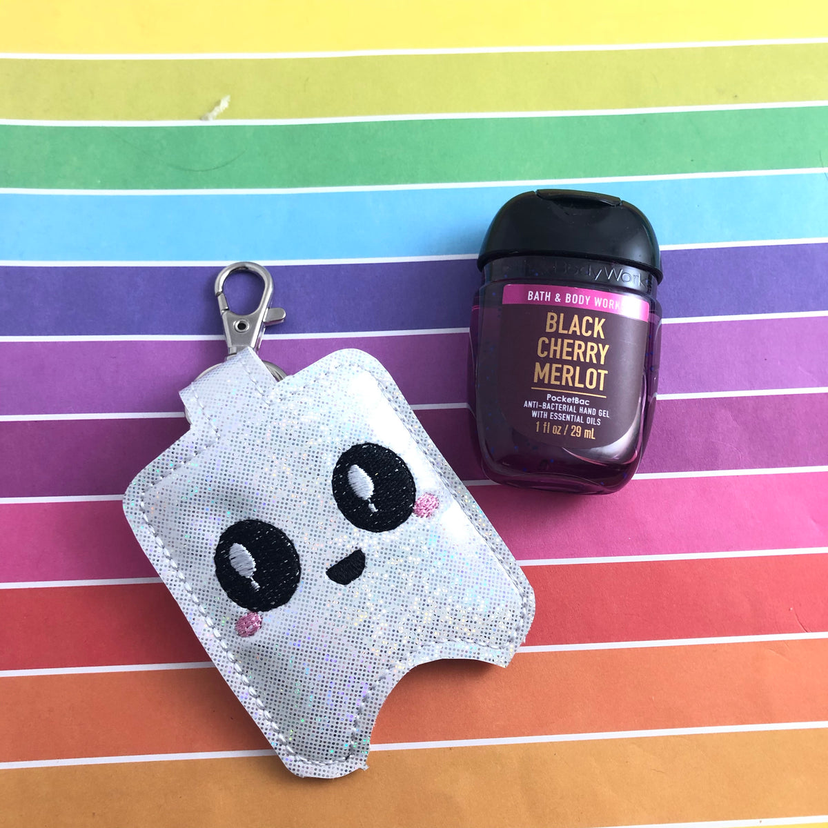 Cute Happy Hand Sanitizer Holder Snap Tab Version In the Hoop