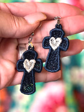 Boucles d’oreilles Heart Cross FSL - Boucles d’oreilles en dentelle autoportantes In the Hoop