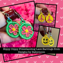 Hippy Dippy Bundle Set ou QUATRE boucles d’oreilles FSL - Boucles d’oreilles en dentelle autoportantes In the Hoop - DEUX TAILLES