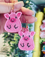 Cochon avant et arrière visage et queue Cutie boucles d’oreilles SET - dans le cerceau boucles d’oreilles en dentelle autoportantes Design pour la broderie machine