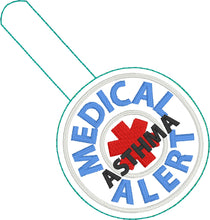 Medical Alert Asthma snap tab embroidery design