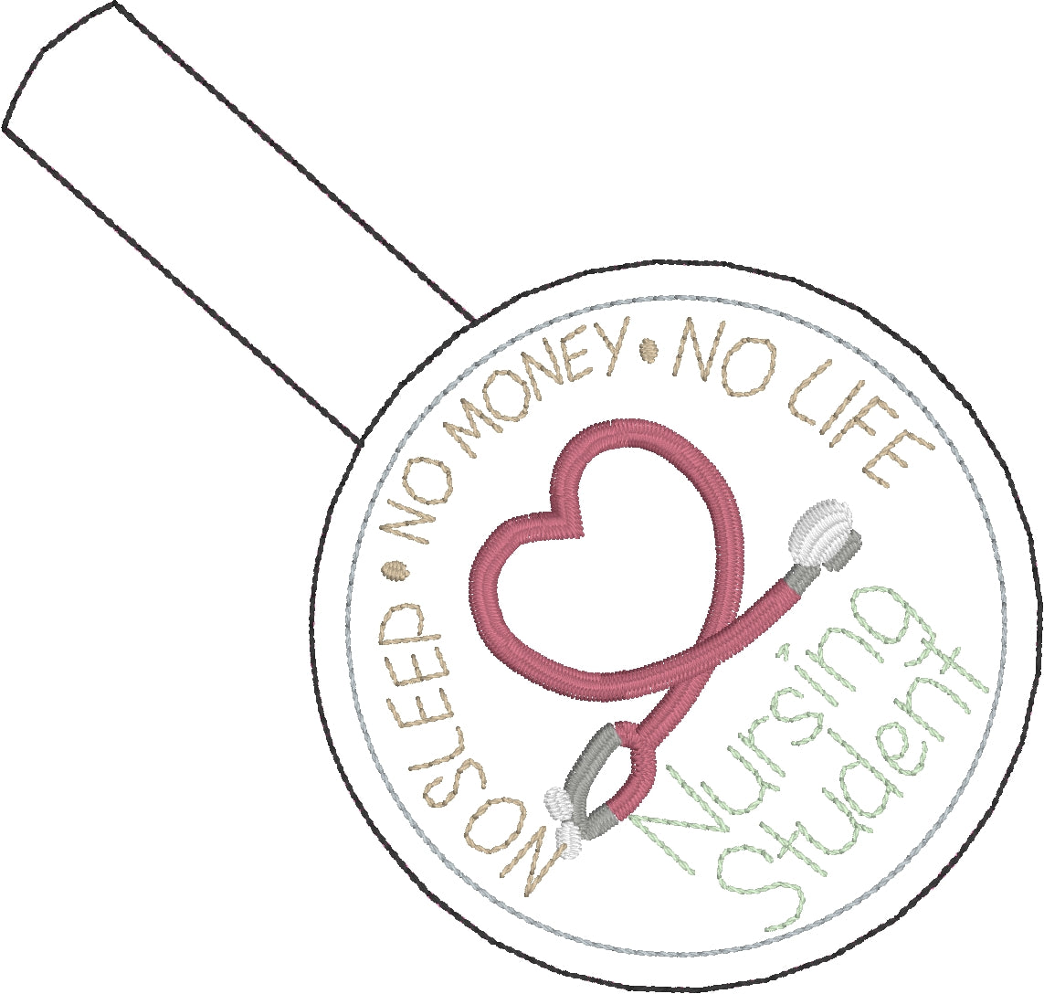 Nursing Student snap tab embroidery design Designs By Babymoon