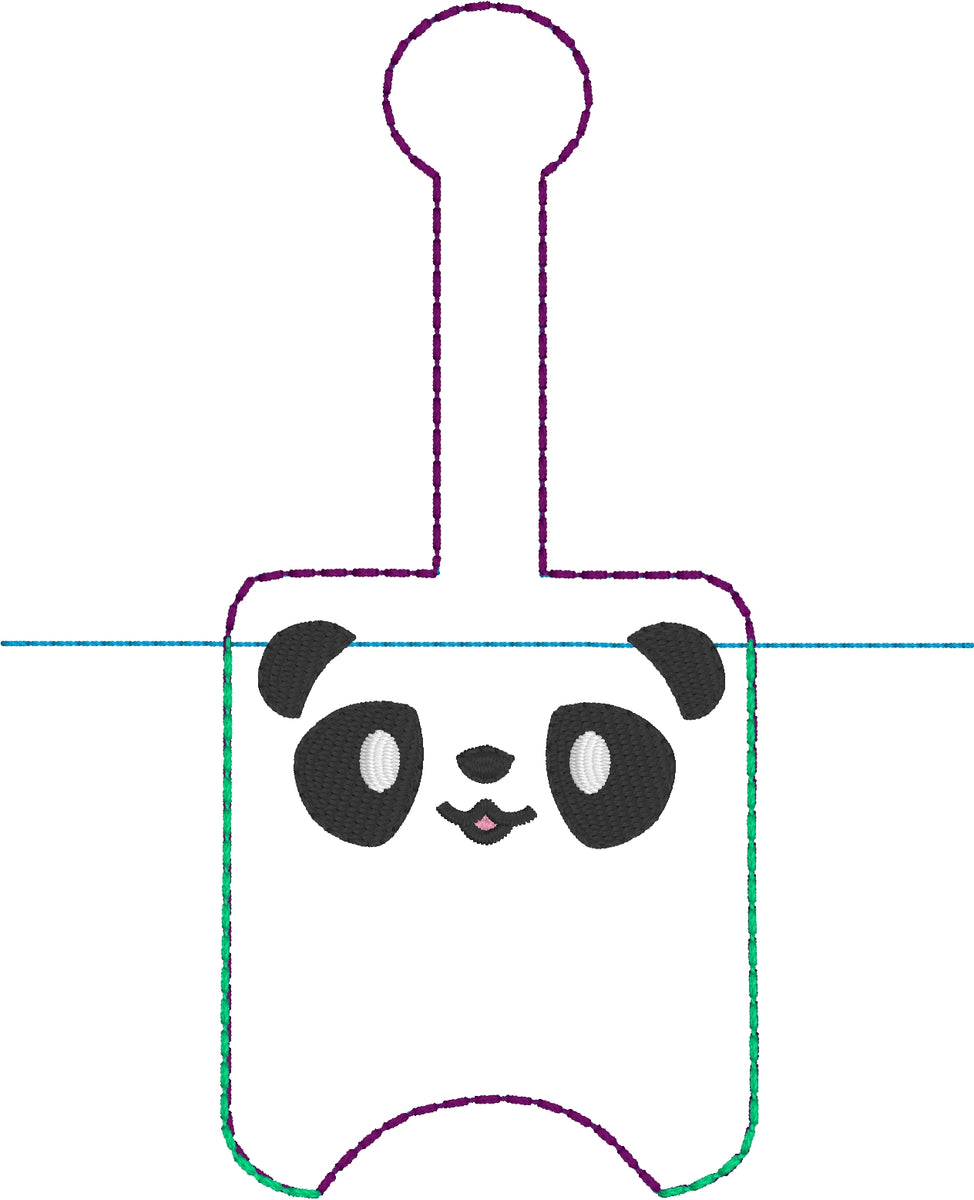 Panda Face Hand Sanitizer Holder Snap Tab Version In the Hoop