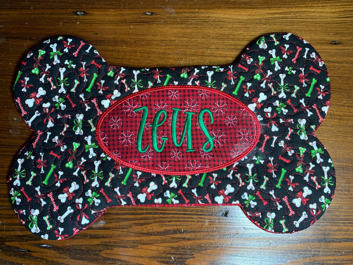 Dog Bone Placemat 14 inch x 11 inch for LARGE hoops Two Variations