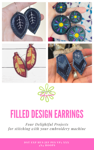 Filled Design Earrings Bundle of FOUR In the Hoop Designs in TWO SIZES EACH