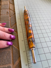 Smooth Acrylic Handmade Double Ended Sewing Tool -- Gold/Gray Glitter Swirl