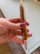 Smooth Acrylic Handmade Double Ended Sewing Tool -- Gold/Gray Glitter Swirl