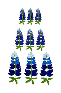 Bluebonnet Embroidery Design Set Three Sizes, Trio and Singles