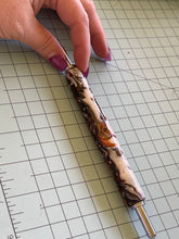 Textured Acrylic Handmade Double Ended Sewing Tool -- Cappuccino Glitter Swirl