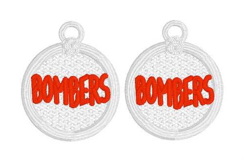 BOMBERS School Mascot FSL Earrings - In the Hoop Freestanding Lace Earrings