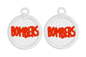 BOMBERS School Mascot FSL Earrings - In the Hoop Freestanding Lace Earrings