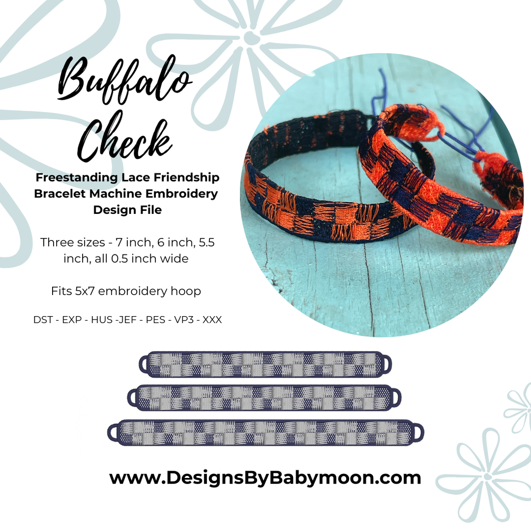 FSL Friendship Bracelet Buffalo Check- In the Hoop Freestanding Lace Bracelet in Three Sizes