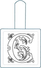 Ornate Alpha Tag Bundle Embroidery Design | A–Z Letter Key Fob Set | Elegant Monogram Snap Tab Machine Embroidery Files