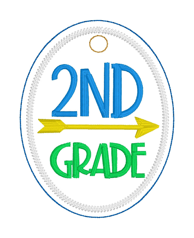 Level Up Grade School Tags and Eyelets  2nd Grade- 4x4 and 5x7 Hoops