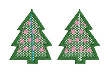 3D Christmas Tree FSL Earrings - In the Hoop Freestanding Lace Earrings