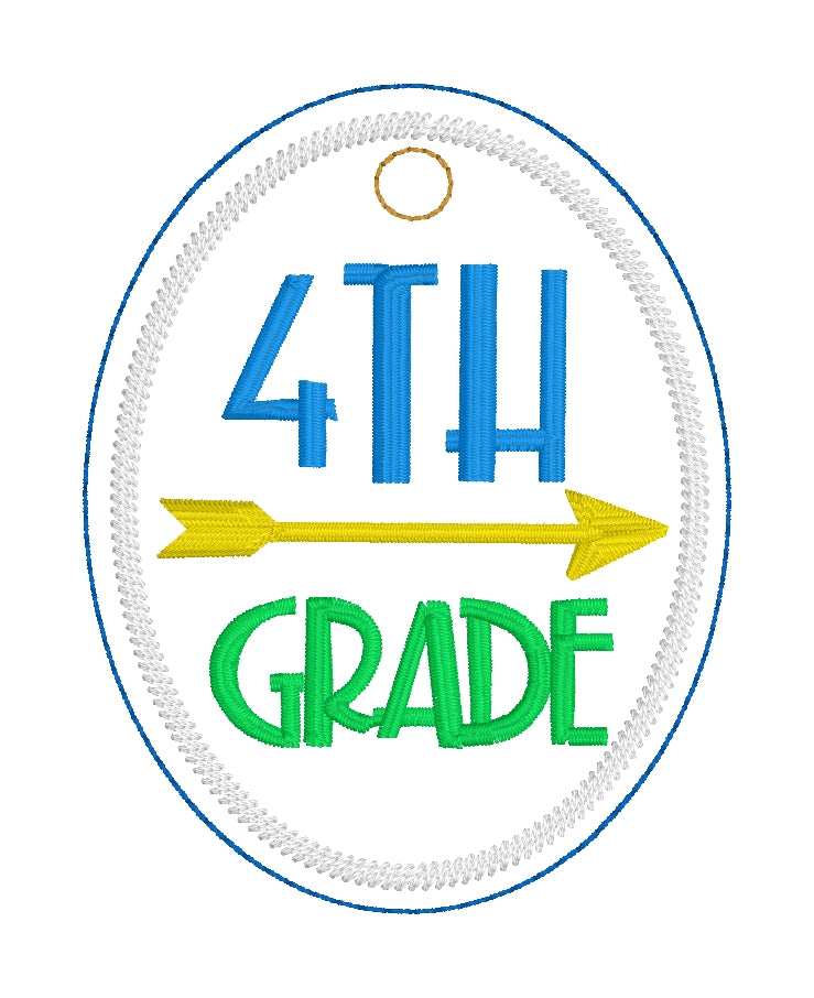 Level Up Grade School Tags and Eyelets  4th Grade- 4x4 and 5x7 Hoops