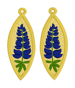 Boucles d’oreilles Bluebonnet Wedge FSL - Boucles d’oreilles en dentelle autoportantes In the Hoop