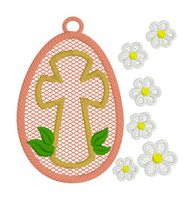Cross with Flowers 3D Mylar Freestanding Lace Suncatcher or Bookmark for 4x4 Hoops
