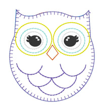 Cuddly Owl Raw Edge Applique Designs - FIVE Sizes 4x4,  5x7, 6x10, 8x12, 14x14