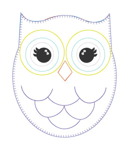 Cuddly Owl Raw Edge Applique Designs - FIVE Sizes 4x4,  5x7, 6x10, 8x12, 14x14