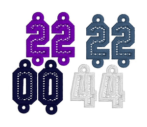 2024 Pendientes colgantes con números FSL SET: pendientes de encaje independientes en el aro