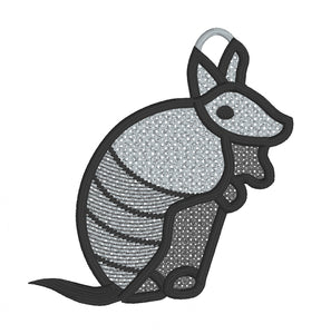 Armadillo Freestanding Lace Ornament Suncatcher or Bookmark for 4x4 Hoops