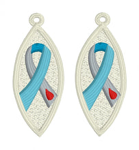 Type One Diabetes Awareness Ribbon Wedge FSL Earrings - In the Hoop Freestanding Lace Earrings