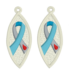 Type One Diabetes Awareness Ribbon Wedge FSL Earrings - In the Hoop Freestanding Lace Earrings